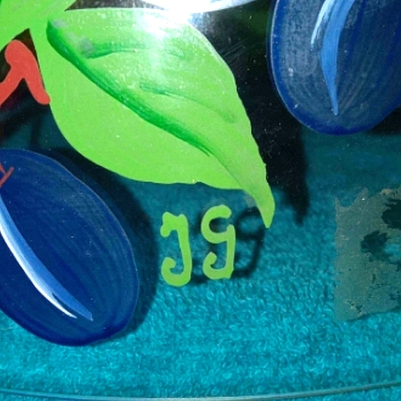 Vintage Hand Painted Glass Cake Cover Dome - Picture 7 of 7